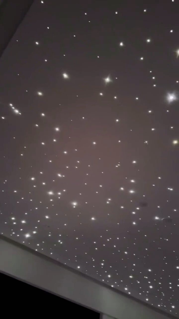 Starry night sky lighting effect installed on a dark indoor ceiling